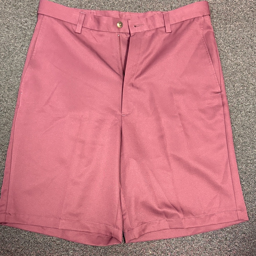 Haggar Men's Flat Front Shorts in Deep Burgundy